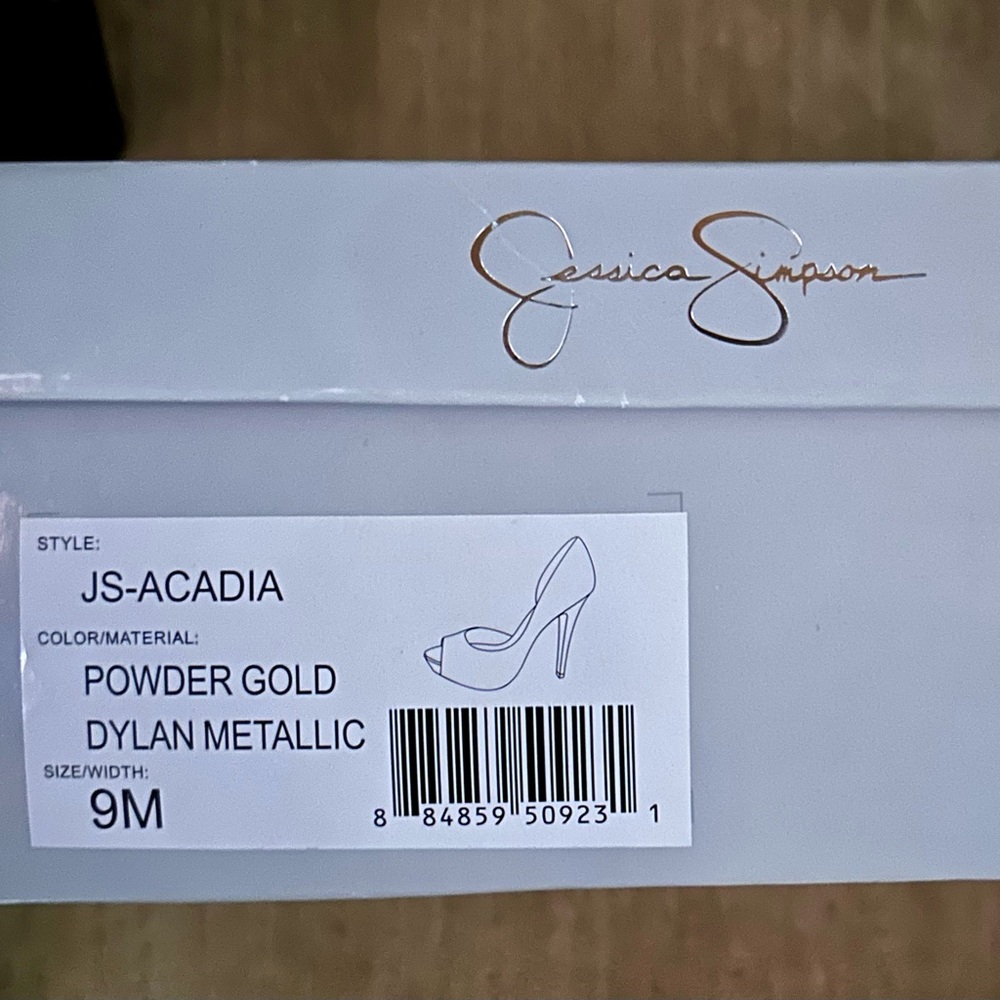 Jessica Simpson Acadia Dylan Metallic Powder Gold Peeptoe Heel - Picture 2 of 2